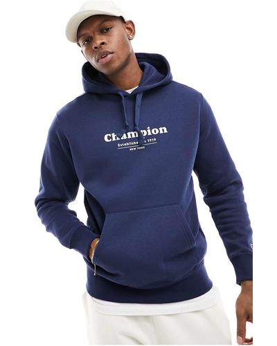 Champion – kapuzenpullover mit aufdruck am rücken - Blau