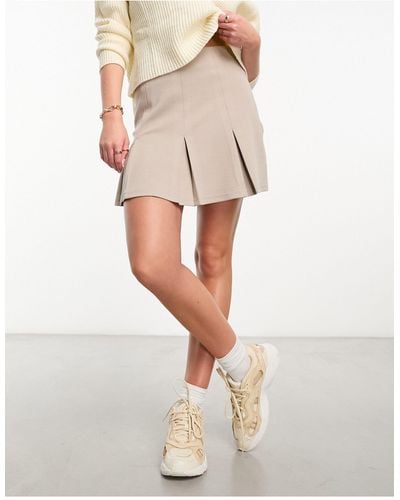 ASOS Pleated Twill Mini Skirt - Natural