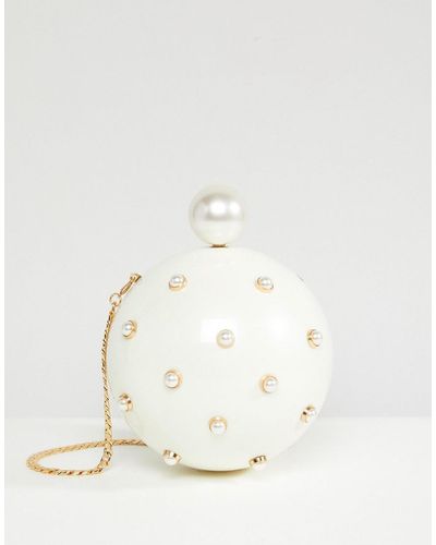 ASOS Pearl Sphere Clutch Bag - White