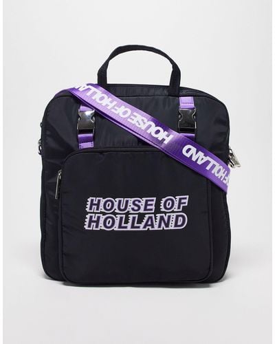 House of Holland Logo Top Handle Tote Bag - Blue