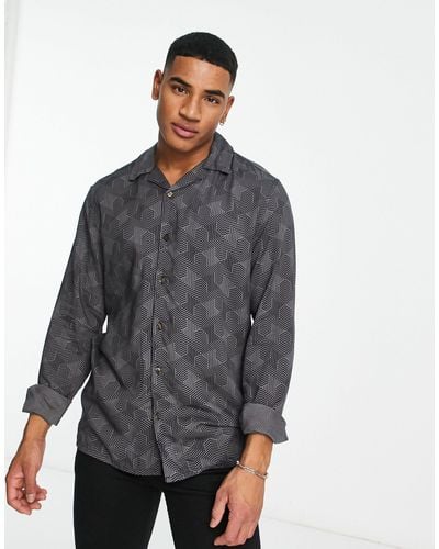 Only & Sons Revere Collar Long Sleeve Shirt - Gray
