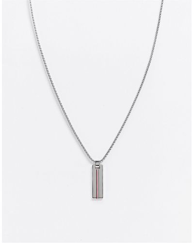 Tommy Hilfiger Neck Chain With Branded Pendant - Metallic