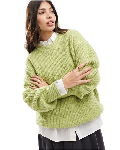 ASOS Fluffy Crew Neck Sweater - Green