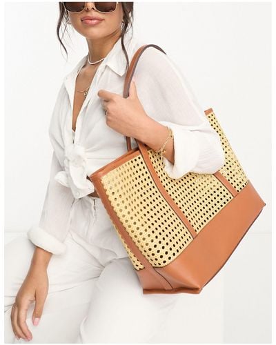 Accessorize Oversized Straw Beach Tote Bag - White