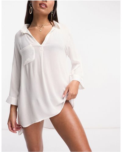 South Beach Exclusive Oversized Beach Shirt - White