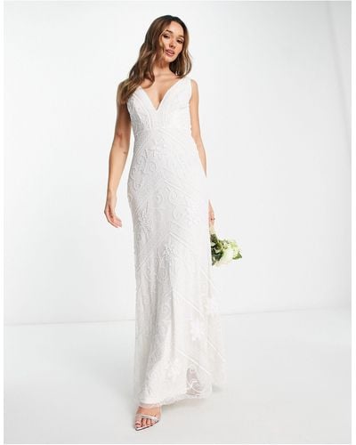 Frock and Frill Bridal Embellished Maxi Dress - White