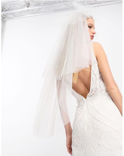 Vila Bridal Veil With Tiering And Embellishment - White