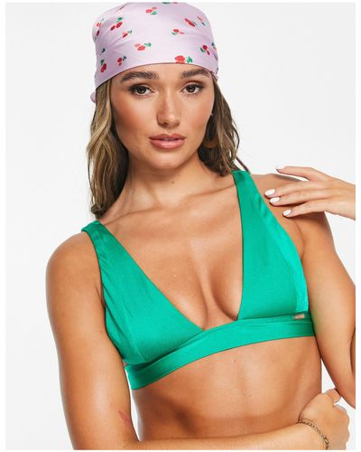 Free Society Mix and match - top bikini a triangolo con fascia spessa metallizzato - Verde