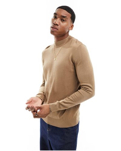 Pull&Bear High Neck Knitted Jumper - Natural