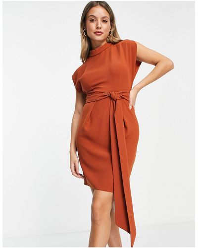 Closet Mini-jurk Met Strikceintuur - Oranje