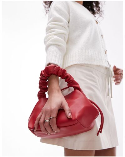 TOPSHOP Genna - pochette rossa con manico arricciato - Bianco