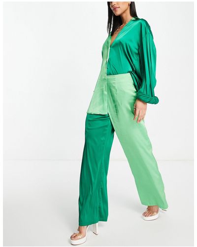 Never Fully Dressed Contrast Trouser Co-ord - Green