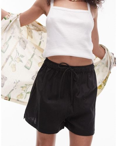TOPSHOP – strand-shorts aus leinenmix - Weiß