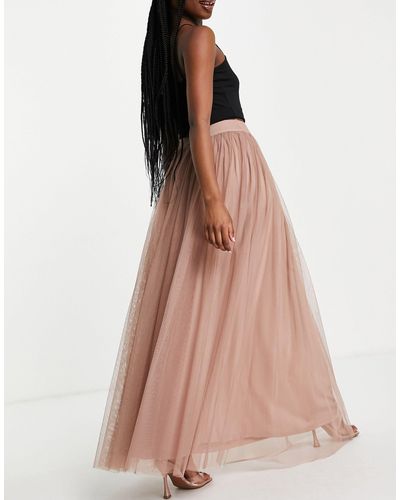 LACE & BEADS Exclusive Tulle Maxi Skirt - Pink