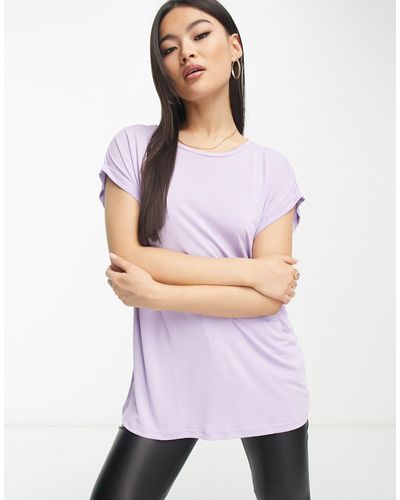 Urban Classics T-shirt a maniche corte lilla con spalle scivolate - Bianco