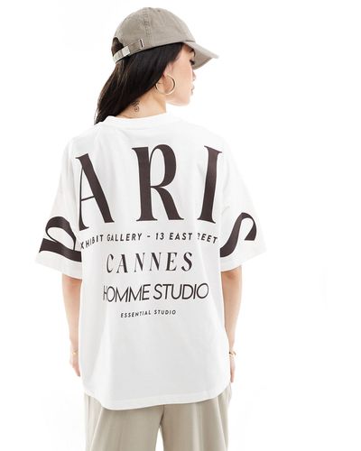 ASOS Oversized T-shirt With Paris Stacked Back Graphic - White