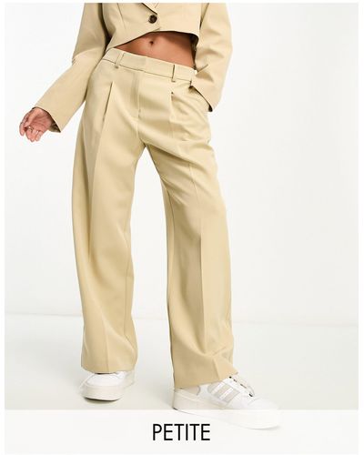 Miss Selfridge Petite - pantalon d'ensemble ample à taille haute - taupe - Neutre