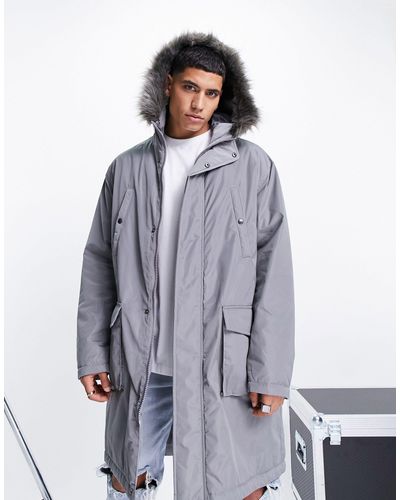 ASOS Parka con ribete - Gris