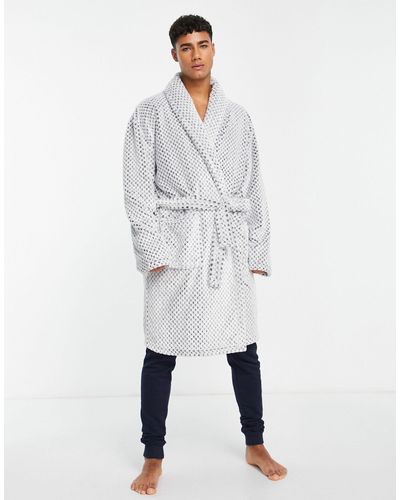 Loungeable – bademantel aus fleece mit waffelstruktur - Grau