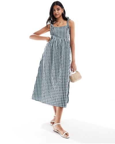 Barbour Strappy Gingham Midi Dress - Blue