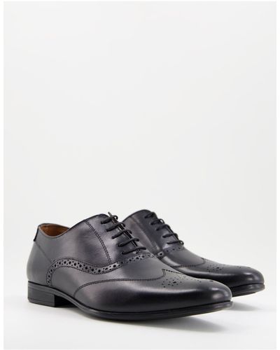 Red Tape Leather Lace Up Brogue Oxford Shoes - Black