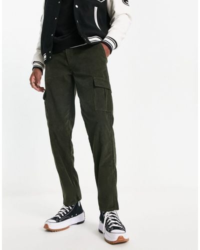 New Look Cord Straight Fit Cargos - Black