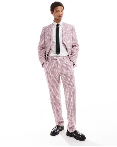 Twisted Tailor Pantalones color malva con diseño floral - Rosa