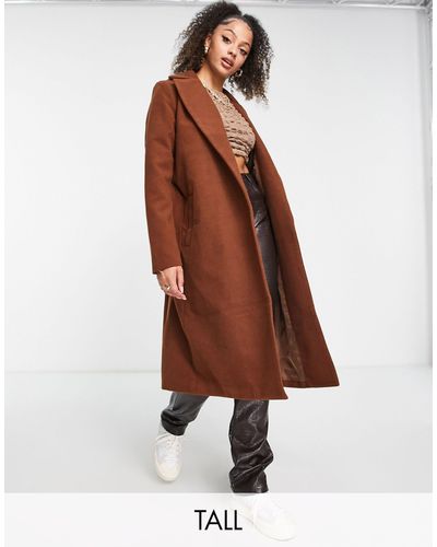 Threadbare Tall - chai - manteau habillé avec ceinture - chocolat - Marron