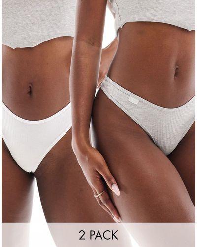 Cotton On Cotton On Cotton Rib Lingerie Thong 2 Pack - Brown