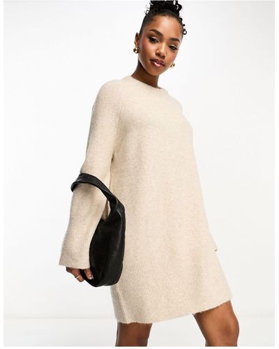 Pull&Bear Knitted Jumper Dress - Natural
