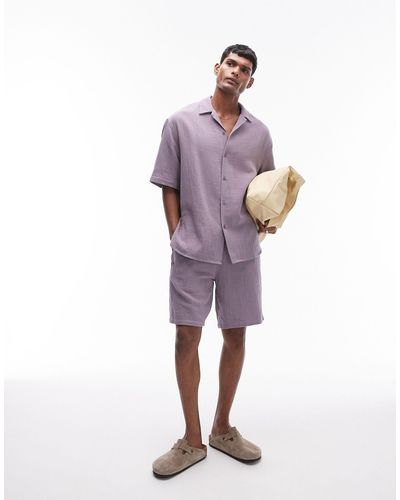 TOPMAN Co-ord Short Sleeve Relaxed Shirt - Purple