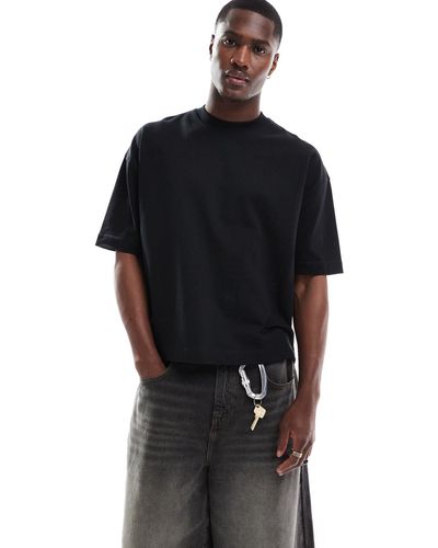 ASOS – hochwertiges, elegantes, kastiges oversize-t-shirt aus schwerem material - Schwarz