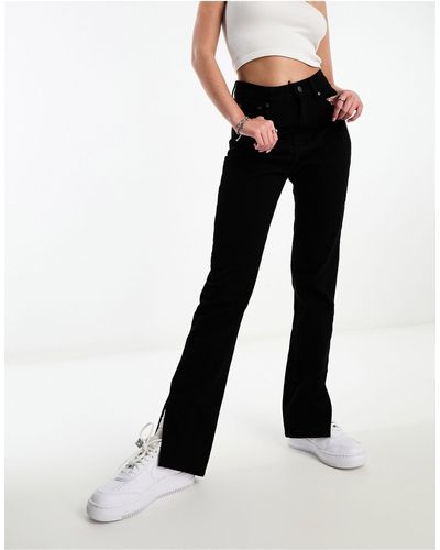 In The Style Exclusive Split Hem Straight Leg Jeans - Black