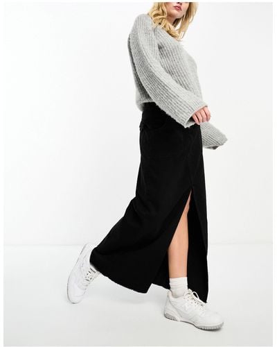 Miss Selfridge Denim Pocket Detail Maxi Skirt - Black