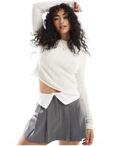 ASOS Wide Rib Boucle Knitted Top - White