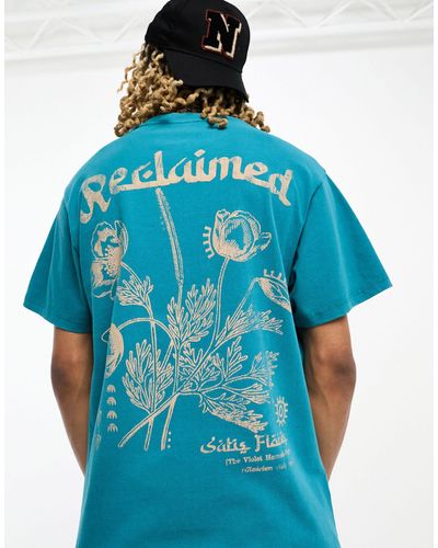 Reclaimed (vintage) T-shirt oversize avec motif fleuri - sarcelle - Bleu