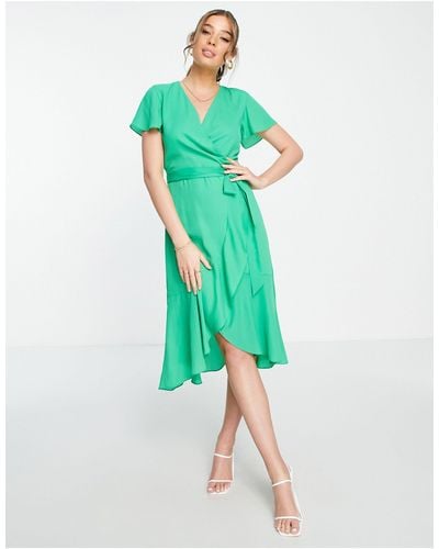 Style Cheat Wrap Midi Dress - Green