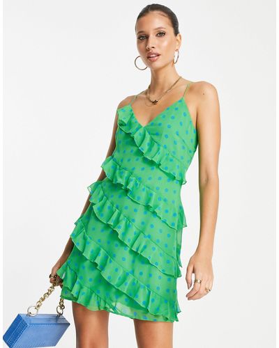 Mango Vestido corto con estampado - Verde