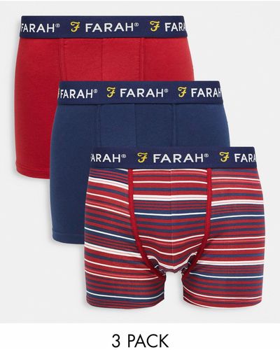 Farah – 3er-set boxershorts mit streifenmuster - Rot