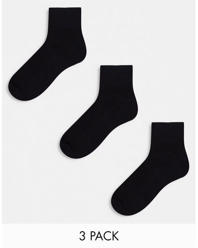 ASOS 3 Pack Sports Socks With Terry Sole And Arch Support - Black