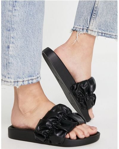 ASOS Fairview Ruched Sliders - Black