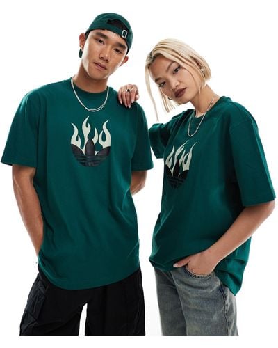 adidas Originals Unisex Flame Trefoil T-shirt - Green