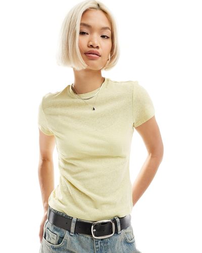 Weekday T-shirt ajusté en lin mélangé - pastel - Blanc