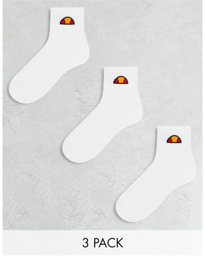 Ellesse Mid 3 Pack Socks - White