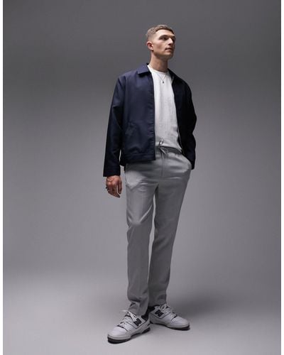 TOPMAN Skinny Smart Pants With Elasticated Waistband - Gray