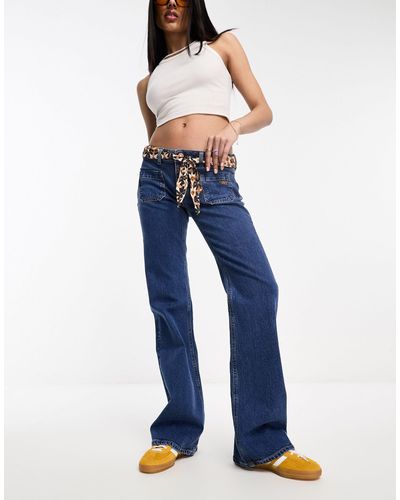 Superdry Vintage Smalle Flared Jeans Met Lage Taille - Blauw