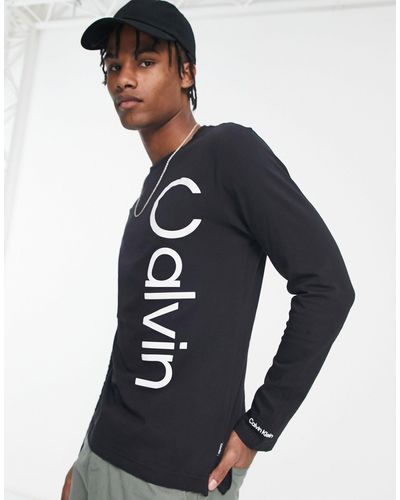 Calvin Klein Easy care - t-shirt slim chiaro a maniche lunghe - Blu