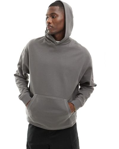 ASOS Oversized Hoodie With Contrast Stitching - Gray
