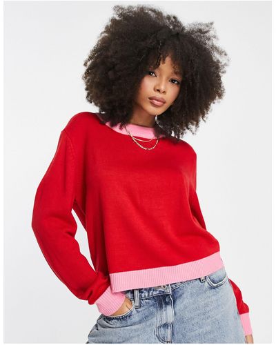 Pieces Exclusive Colourblock Sweater - Red