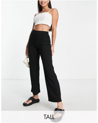 Pieces High Waisted Wide Leg Ankle Length Trousers - White